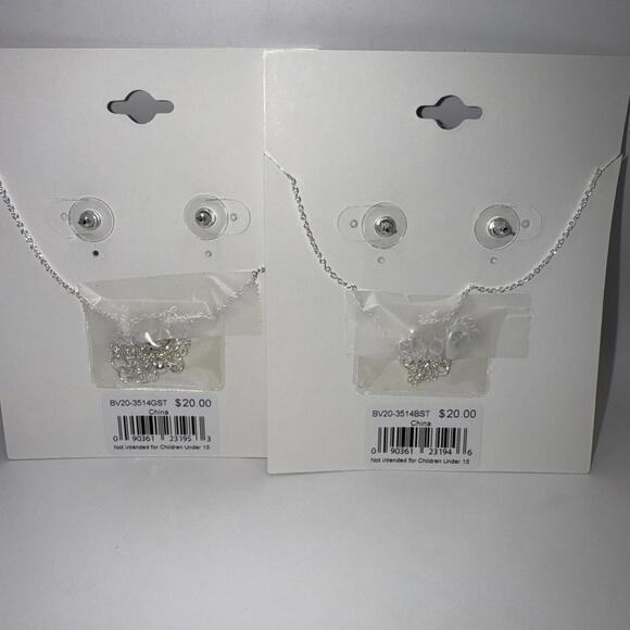 Green Blue CZ Necklace Earring Bundle Confidence Luck Prosperity Loyalty Success - Picture 4 of 4